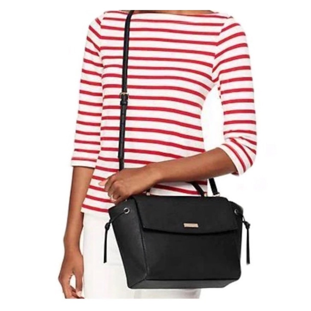 Black Kate Spade Laurel Way Saffiano leather bag with gold-tone hardware